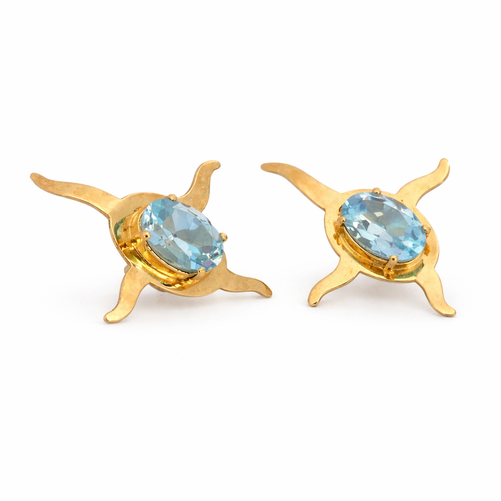 Sea star earing with blue topaz