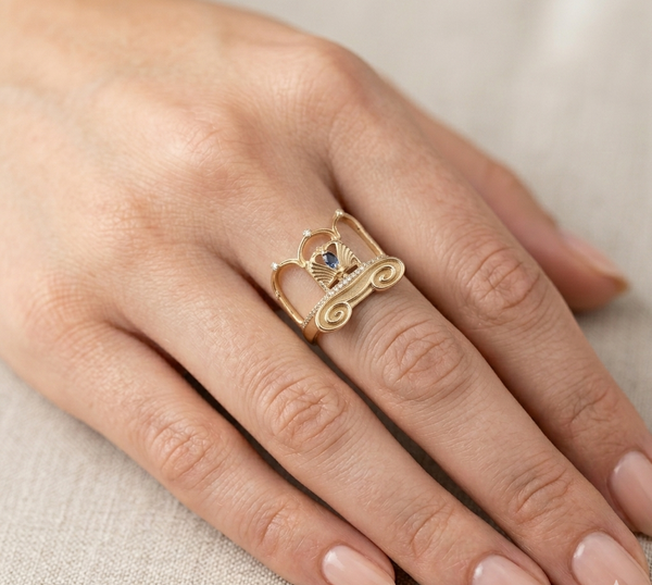 Temple Ring with Sapphire